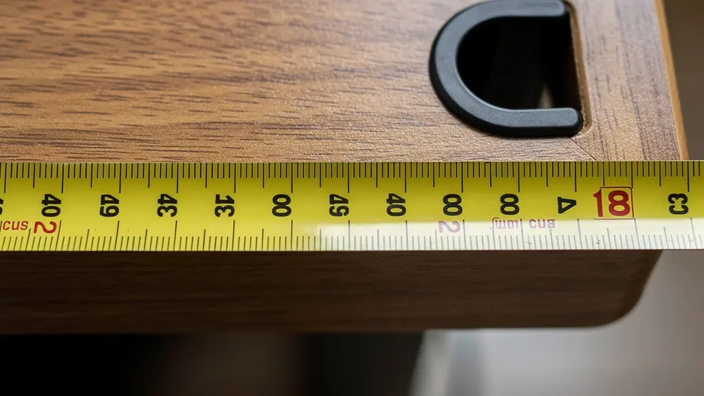 Détail mesure profondeur bureau gaming avec mètre